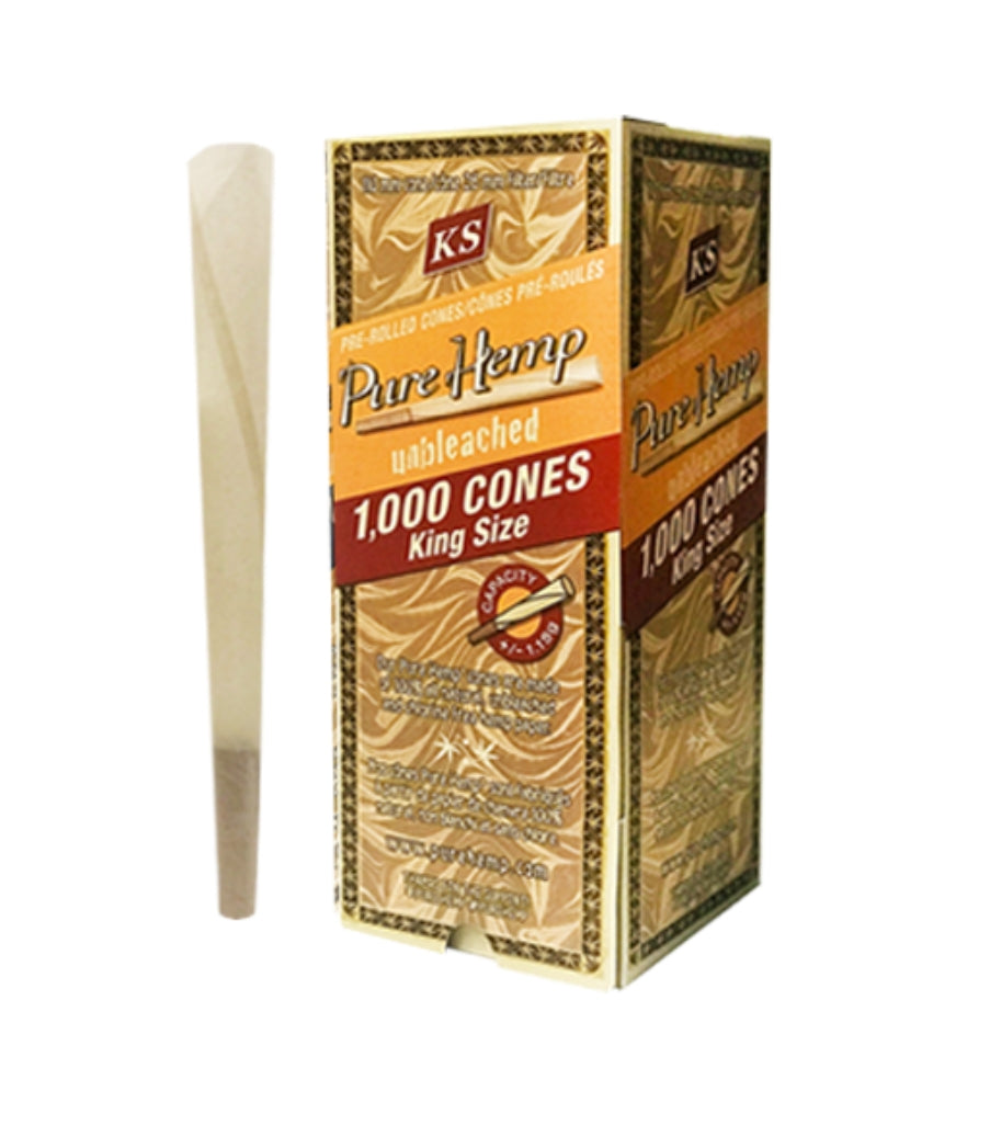 Pure Hemp Unbleached King Size Cones – Box of 1,000
